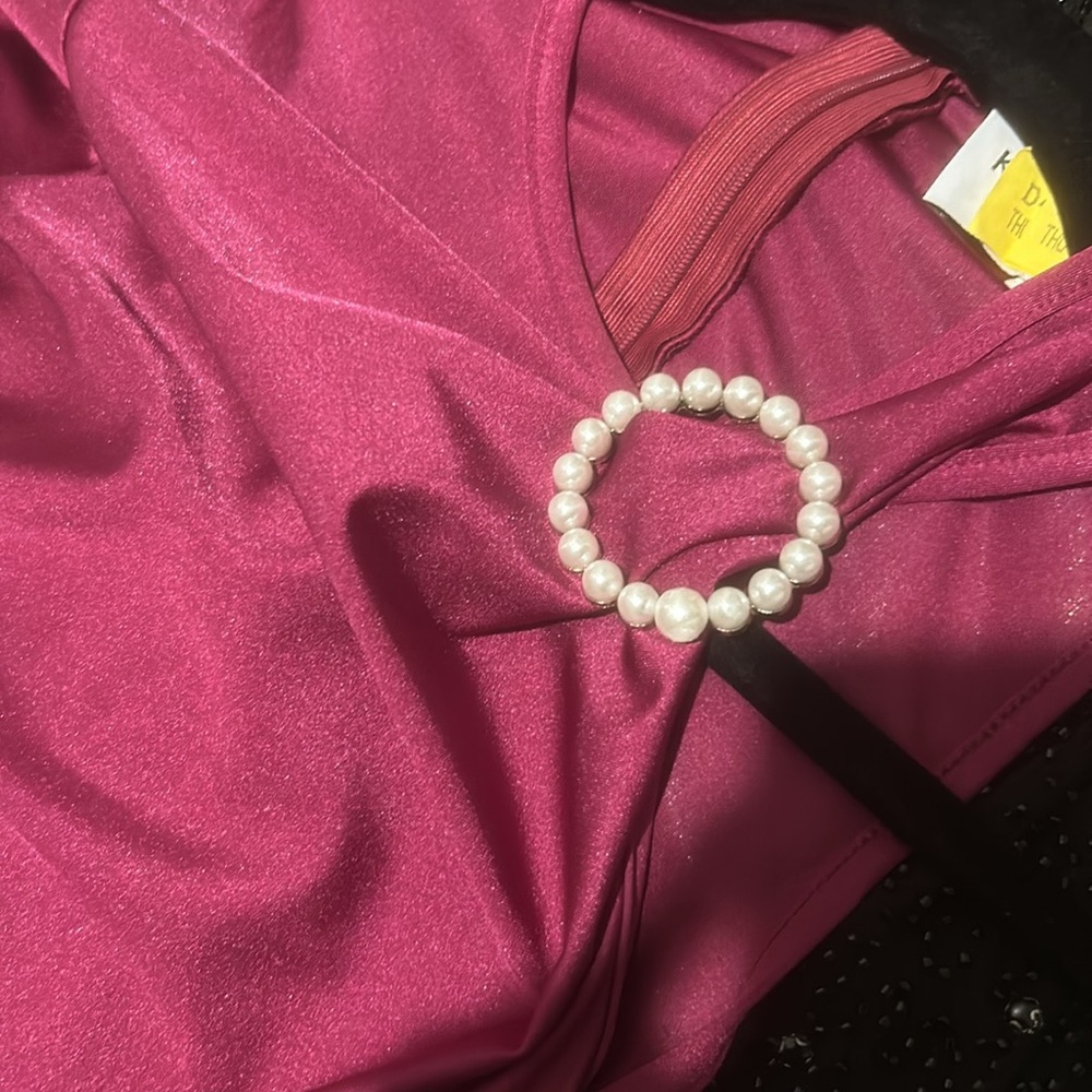 Khanums Khriya Diamante Trim Maxi Dress In CRANBERRY Size XS - Picture 5 of 5